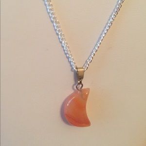 Orange agate moon necklace
